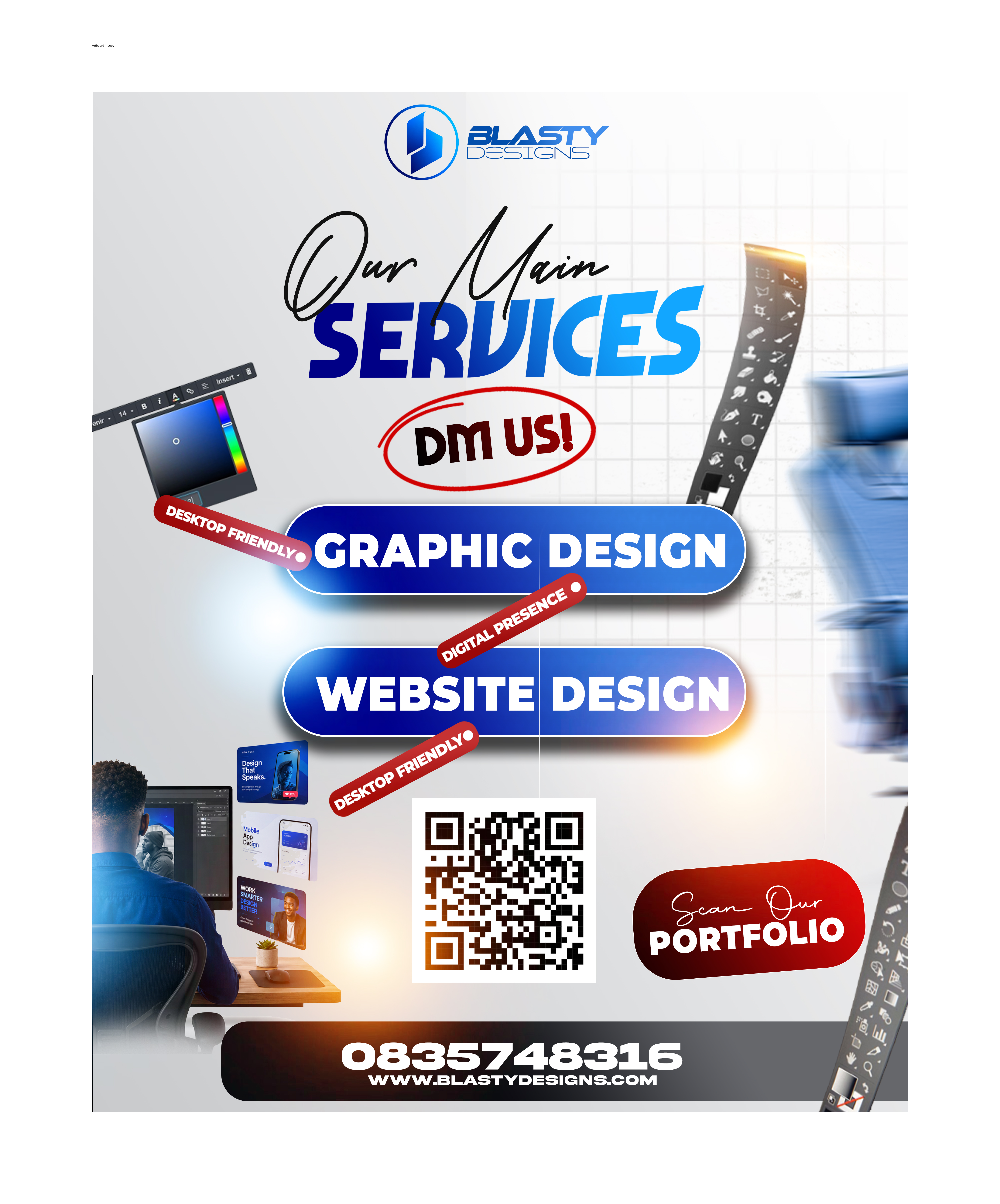 Blasty Designs social post - our main services