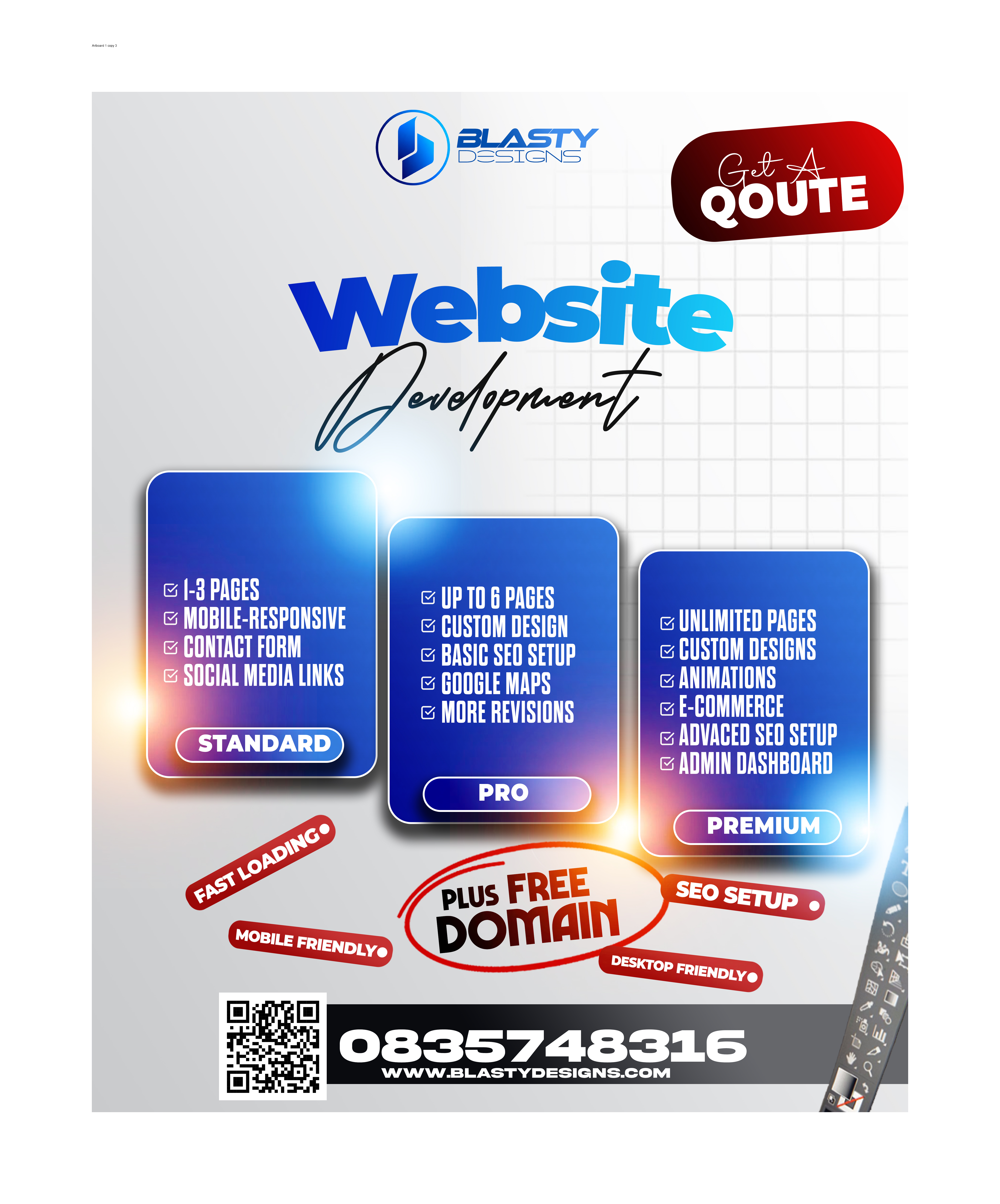 Blasty Designs social post - website development packages