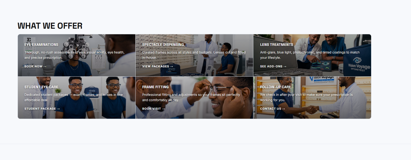 Vision Voyage website services grid